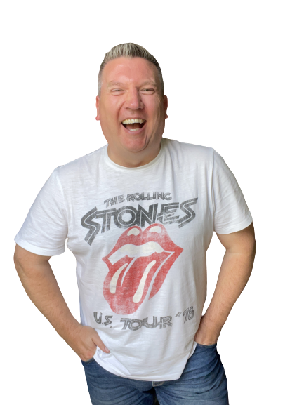 Chris Marsden, host of THE BIG QUIZ, laughing